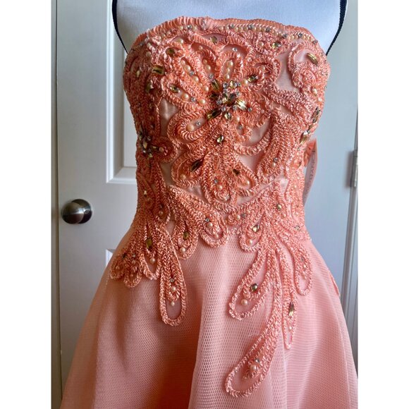 Tony Bowls Coral Embellished Prom Dress - Picture 5 of 11